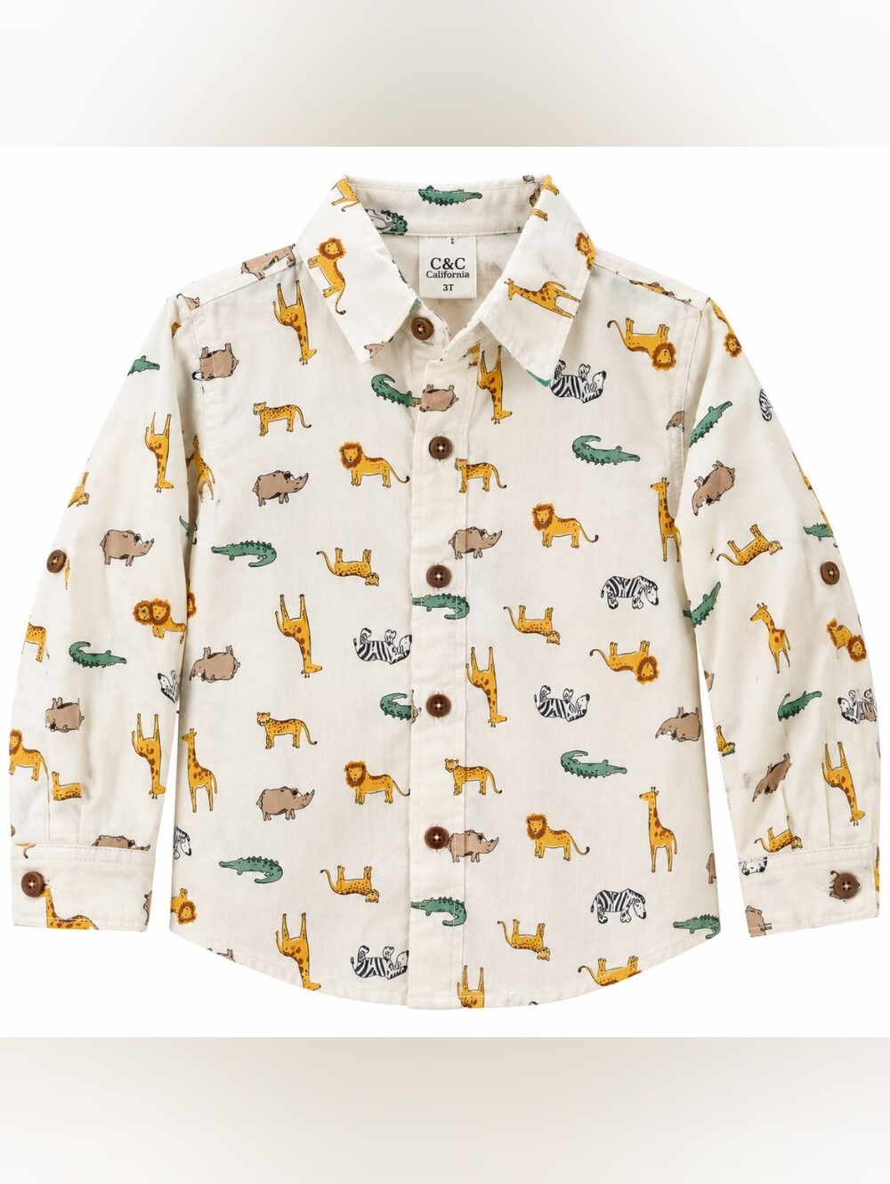 Boys Safari Animal Button-Up Shirt 🦁🦒🐊 Cute Dress Shirt